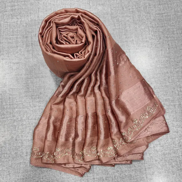 Crushed Chiffon Satin Hijab With Beads work | HJ22